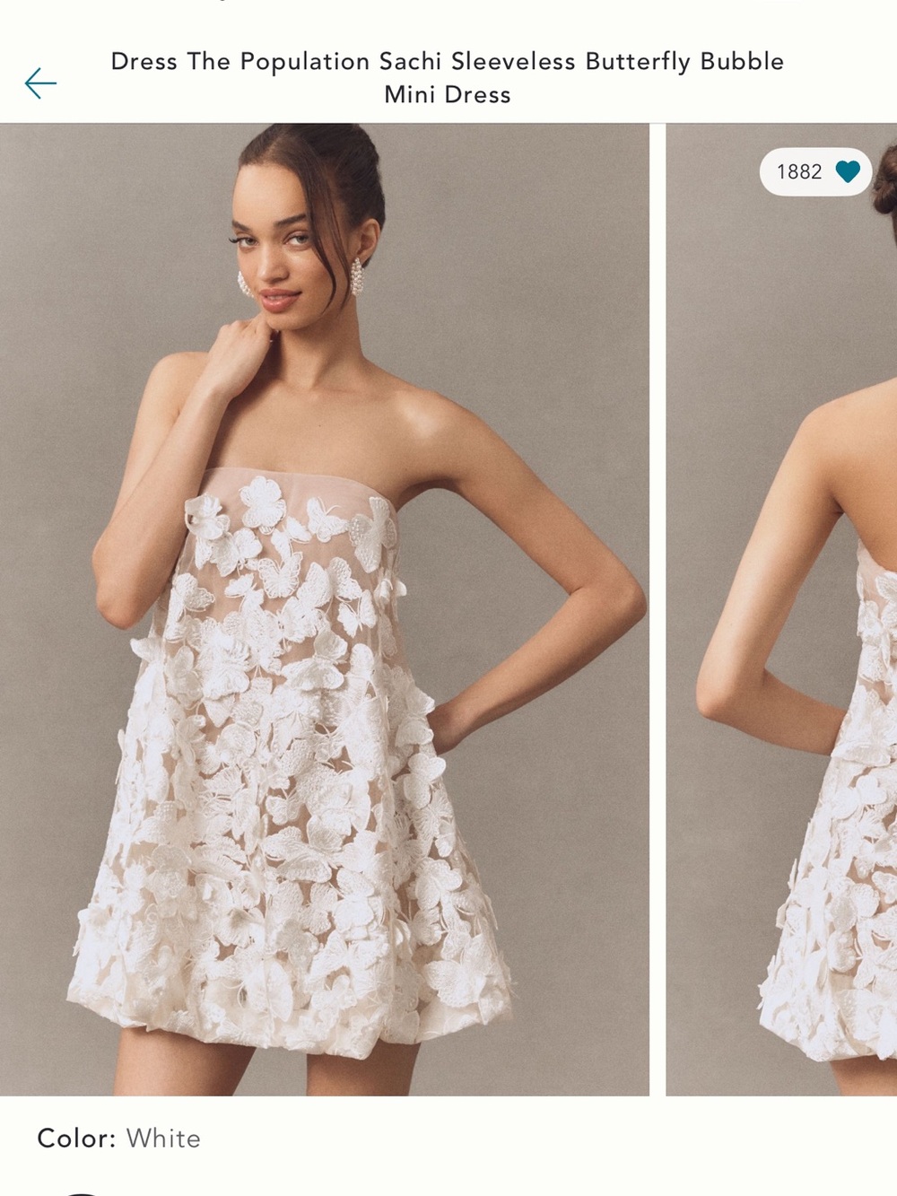 Anthropologie Dress The Population Sachi Sleeveless Butterfly Bubble Mini Dress